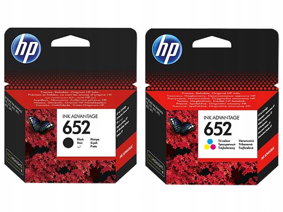 Zestaw Tusz Hp 652 Czarny F6V25AE Kolor F6V24AE DeskJet Ink Advantage