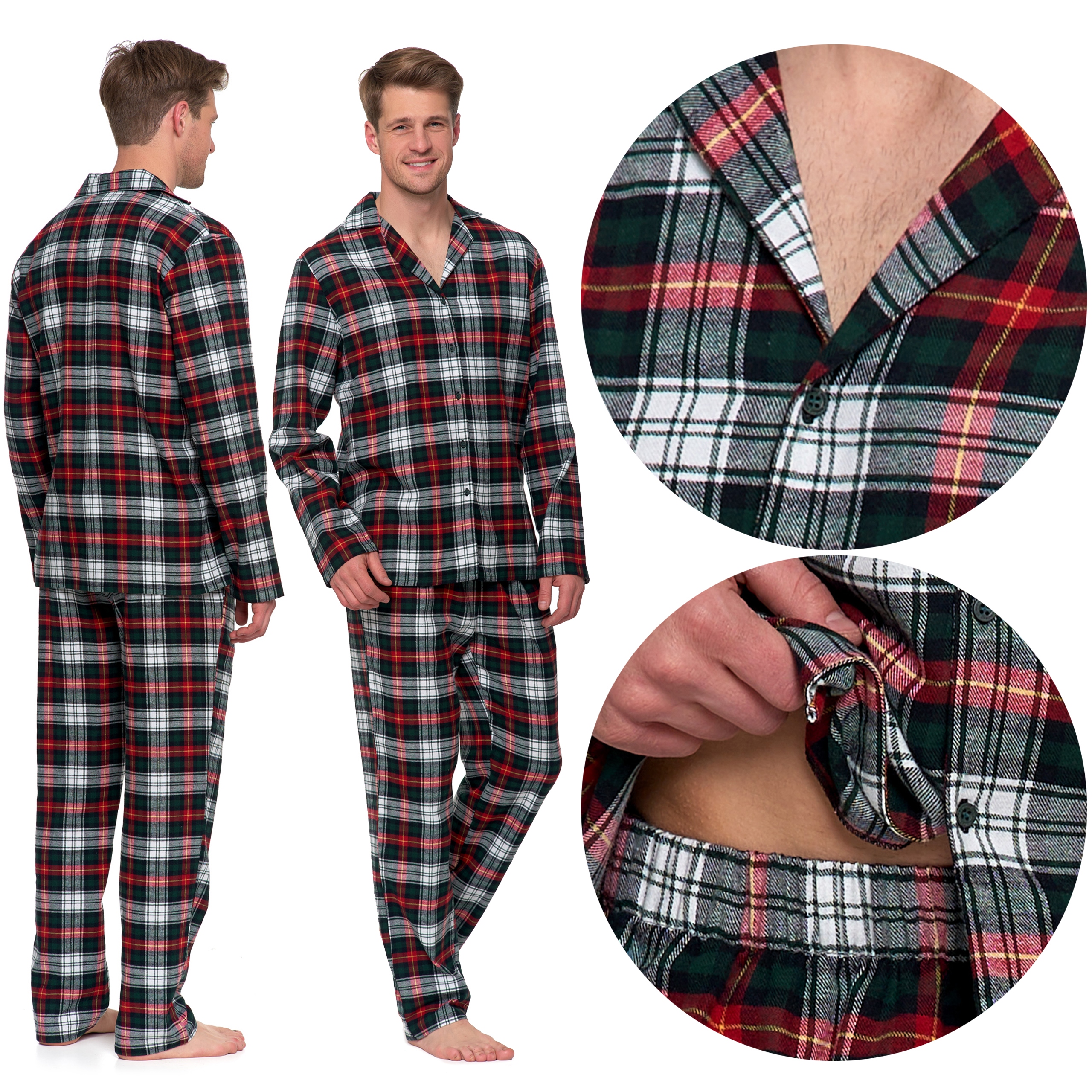 Pánské Pyžamo Dvoudílné Dlouhé kalhoty Dlouhý rukáv Bavlněné Moraj vel. 3XL