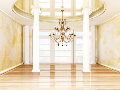 

Fototapeta flizelina na wymiar kolumny i żyrandol