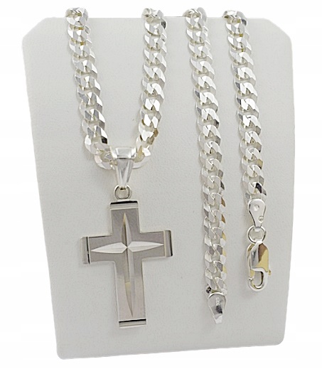 Łańcuszek Srebrny Męski Pancerka Diamentowany Krzyżyk pr 925 Grawer Gratis EAN (GTIN) 0651637916136