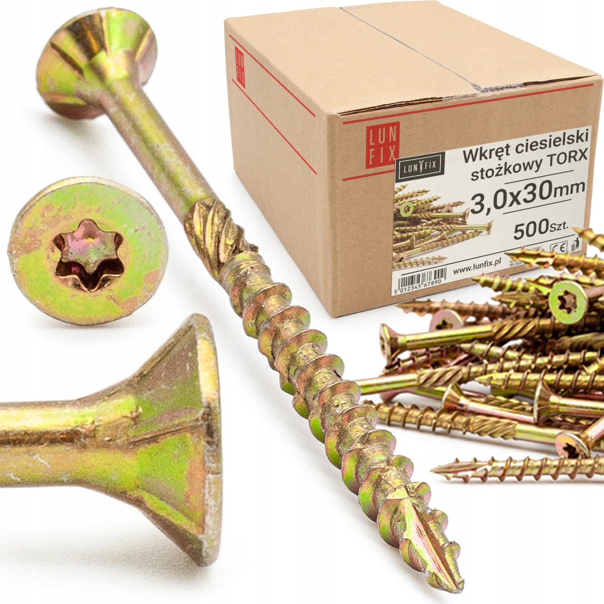 

Wkręty ciesielskie 3x30 Torx stożkowe Kmwht 500szt