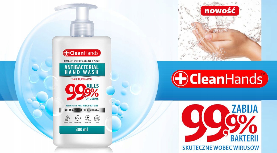 MYDŁO ANTYBAKTERYJNE w PŁYNIE BIO FORMUŁA 99,9% Marka CleanHands