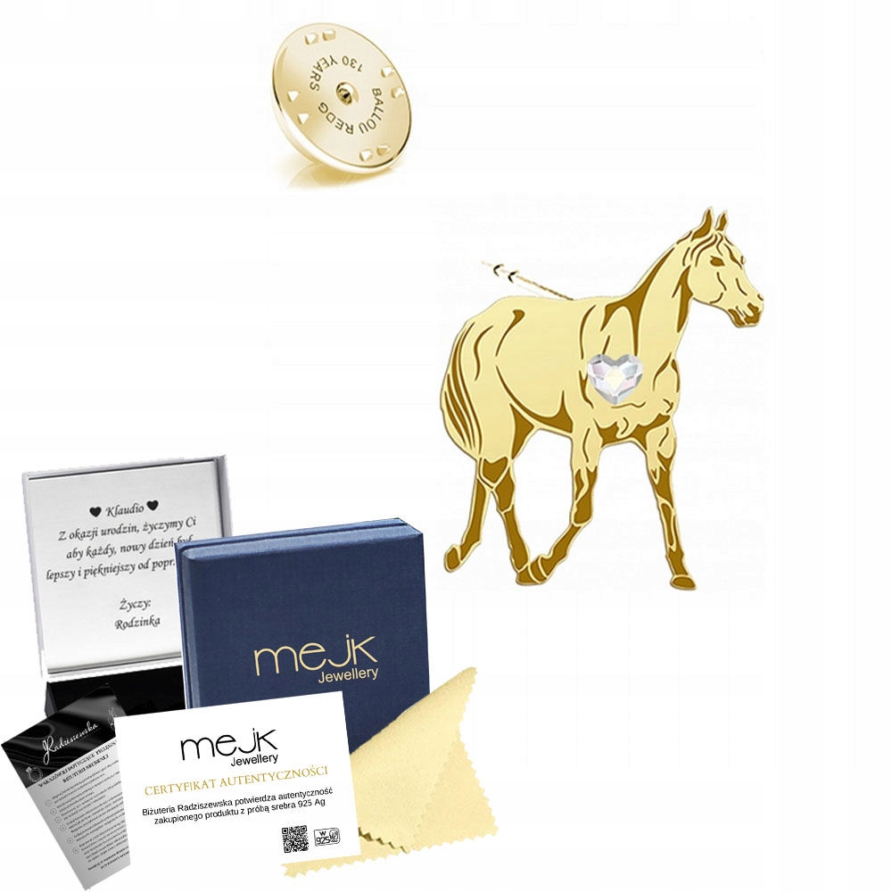 Odznak s koněm plným anglické krve 925 Šperky Dárek Dedikace