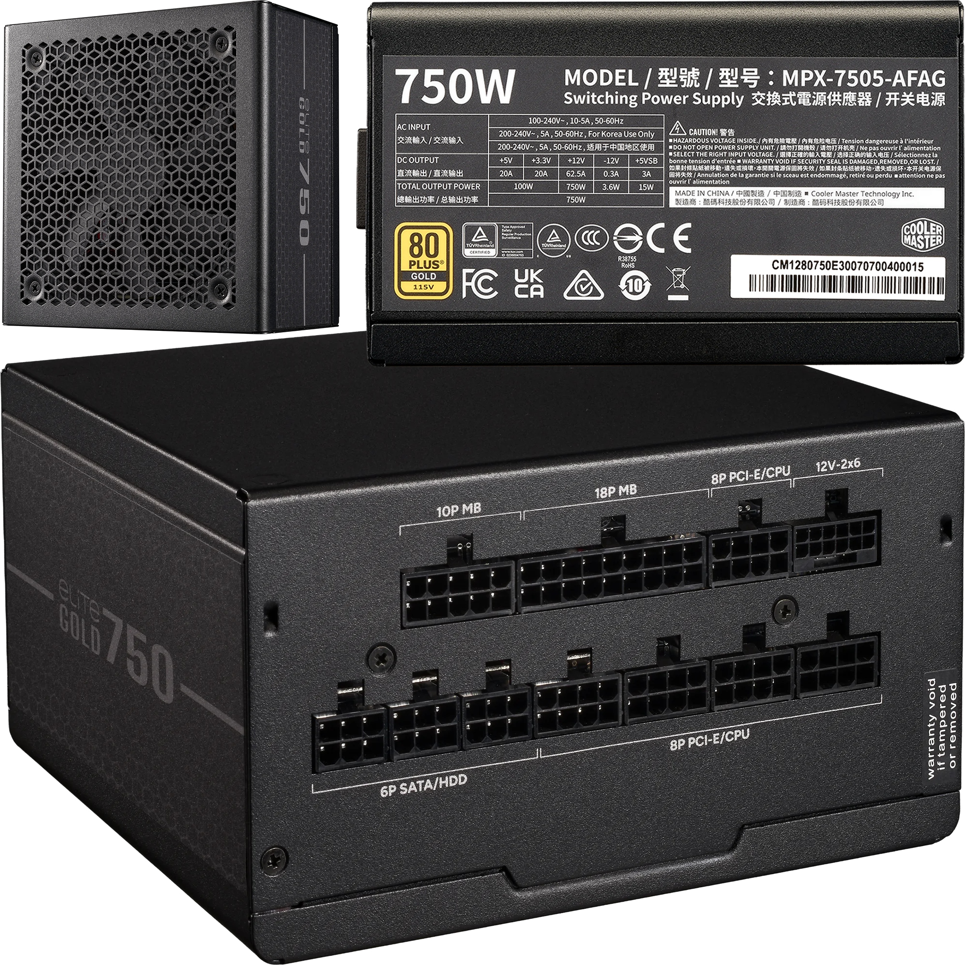 Modulární napájecí zdroj pro počítač 750W 80 plus Gold Atx 3.1 12VHPWR pod RTX50