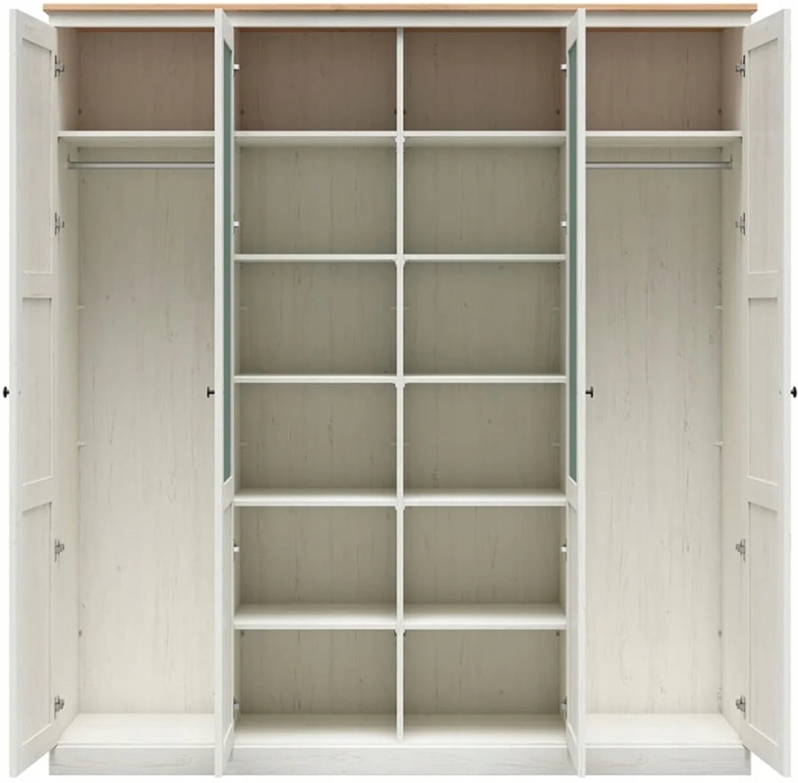 Szafa Duża do Salonu Sypialni z Lustrem Styl Skandynawski Frija Marka Black Red White