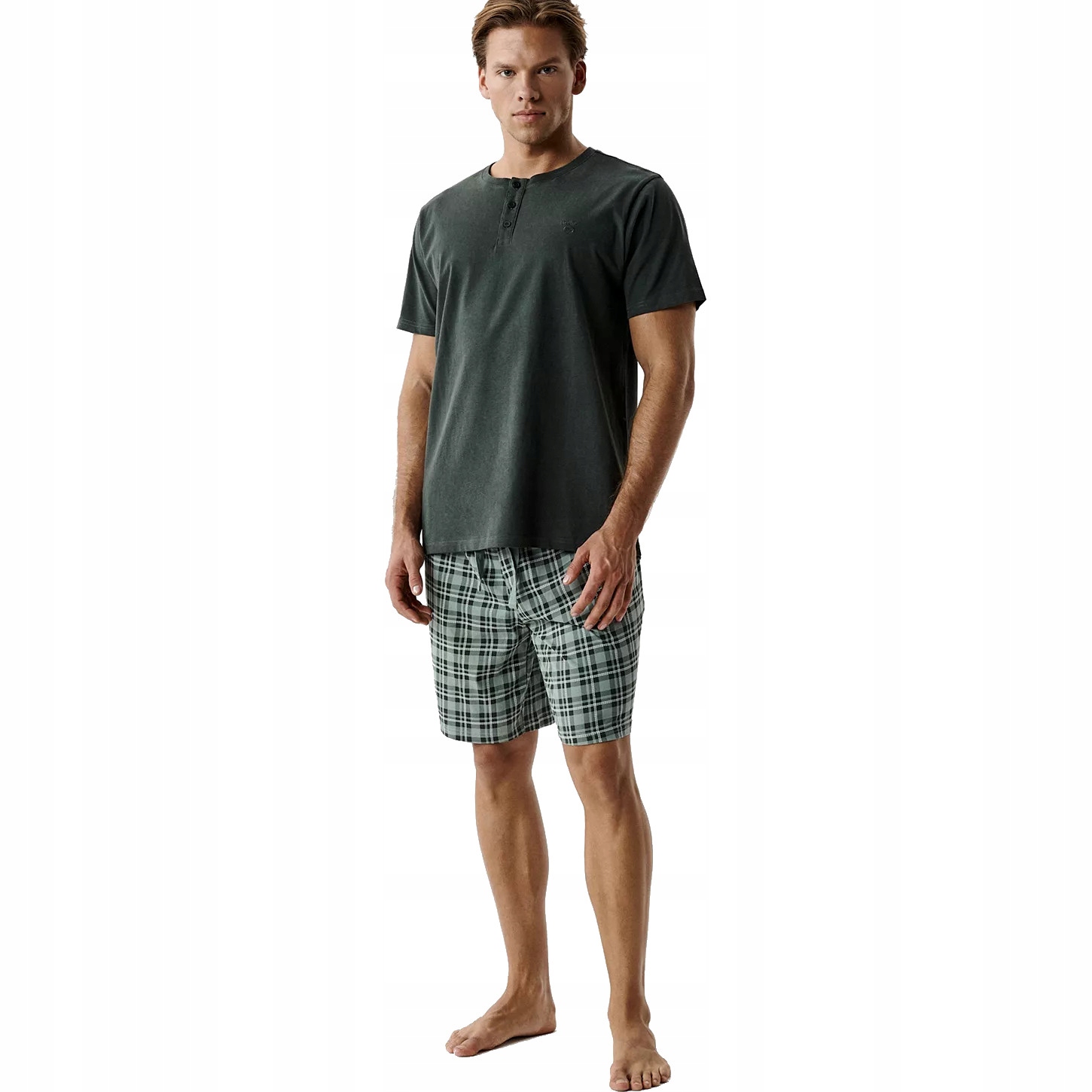 Pánské Pyžamo S Krátkým Rukávem Atlantic NMP401/KHA/ZIEJ/3XL