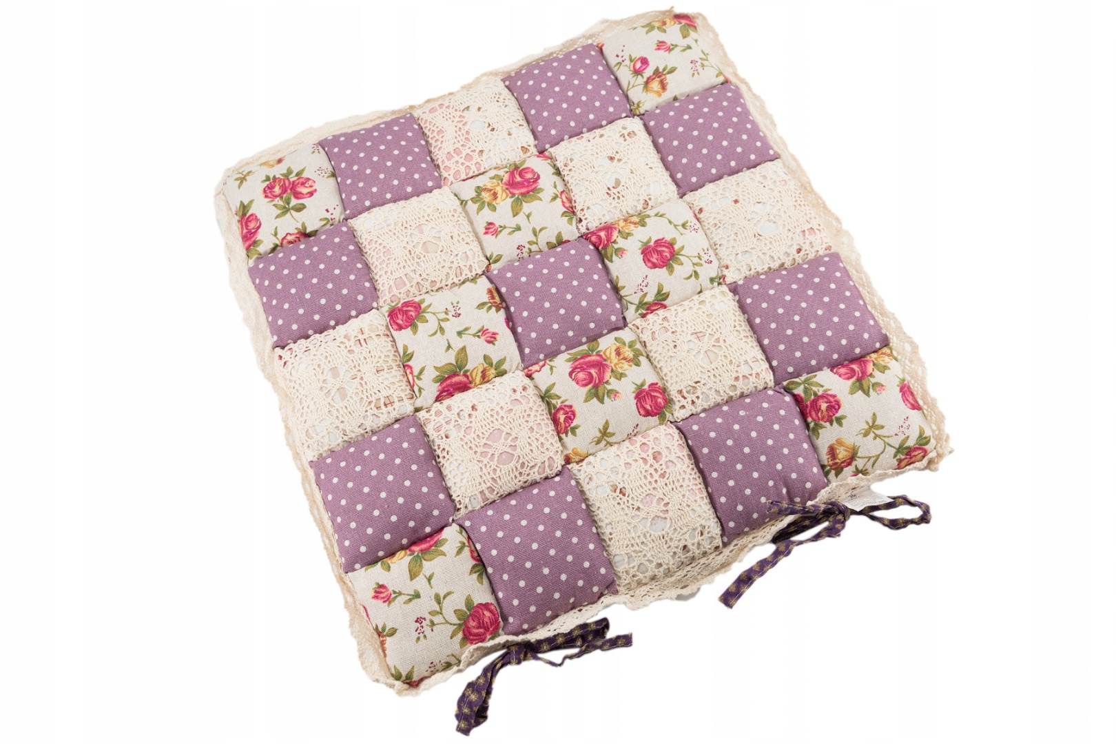 

Poduszka na krzesło fotel patchwork fioletowa róże