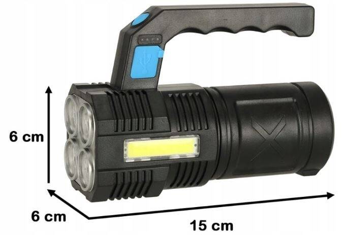 Wielofunkcyjna LATARKA Akumulatorowa LED Szperacz ŁADOWANA NA USB Model Latarka LED