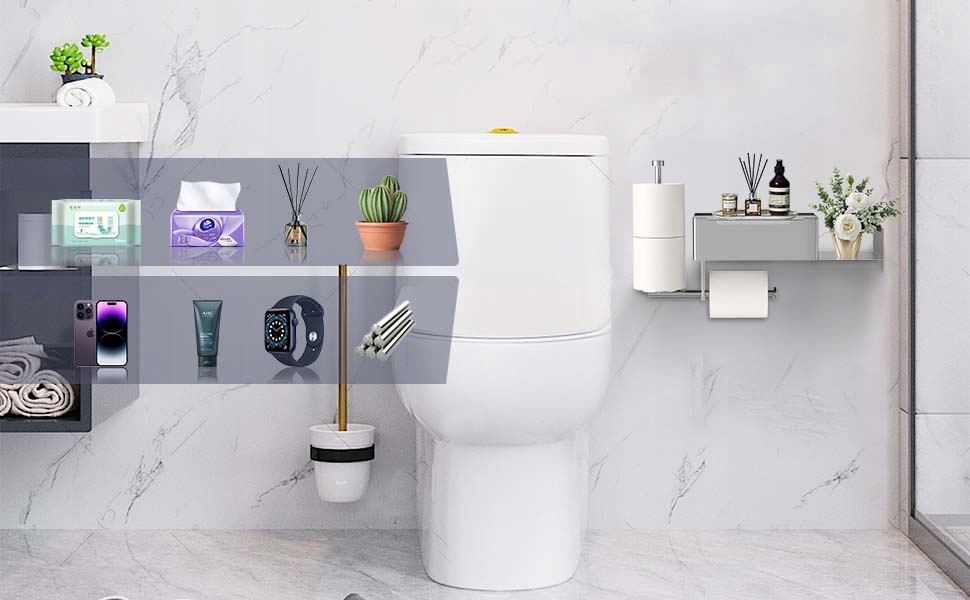 UCHWYT NA PAPIER TOALETOWY BEZ WIERCENIA STALOWY SAMOPRZYLEPNA SREBRNY Kod producenta Tissue Box -6HG0846SV