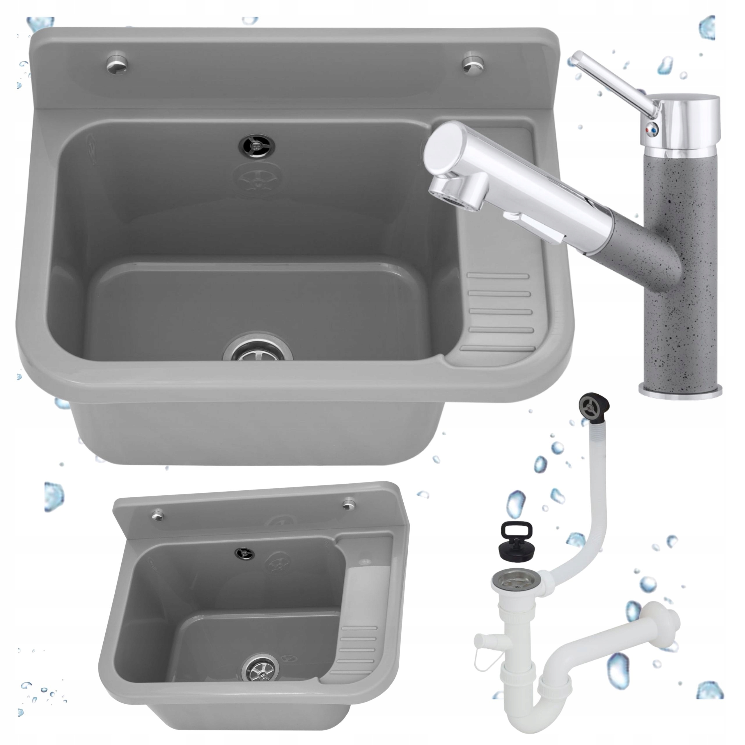 Ekonomický dřez Pracovní komora Šedá Baterie s vytahovací sprškou