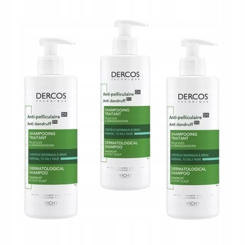 Vichy Dercos Przeciwłupieżowy Szampon Włosy Przetłuszczające Zestaw 3x390ml
