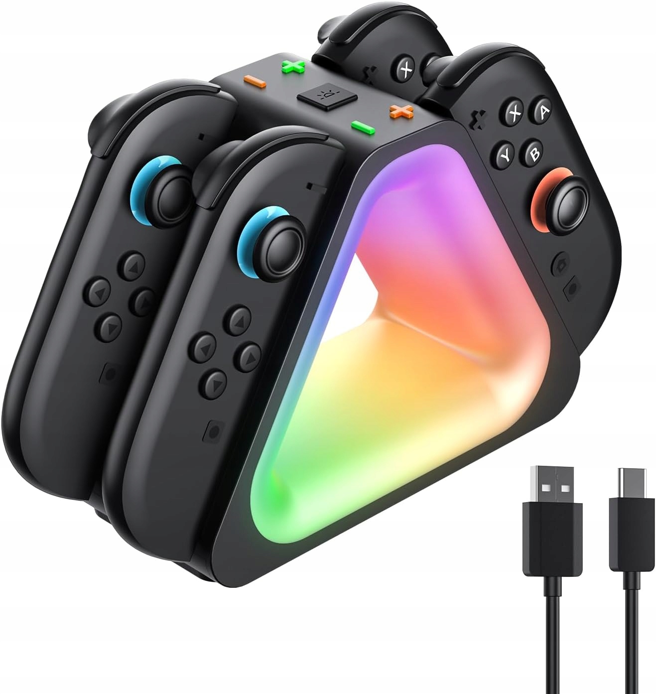Stacja ładująca do kontrolerów Switch 2 4 w 1 RGB ładowarka LED