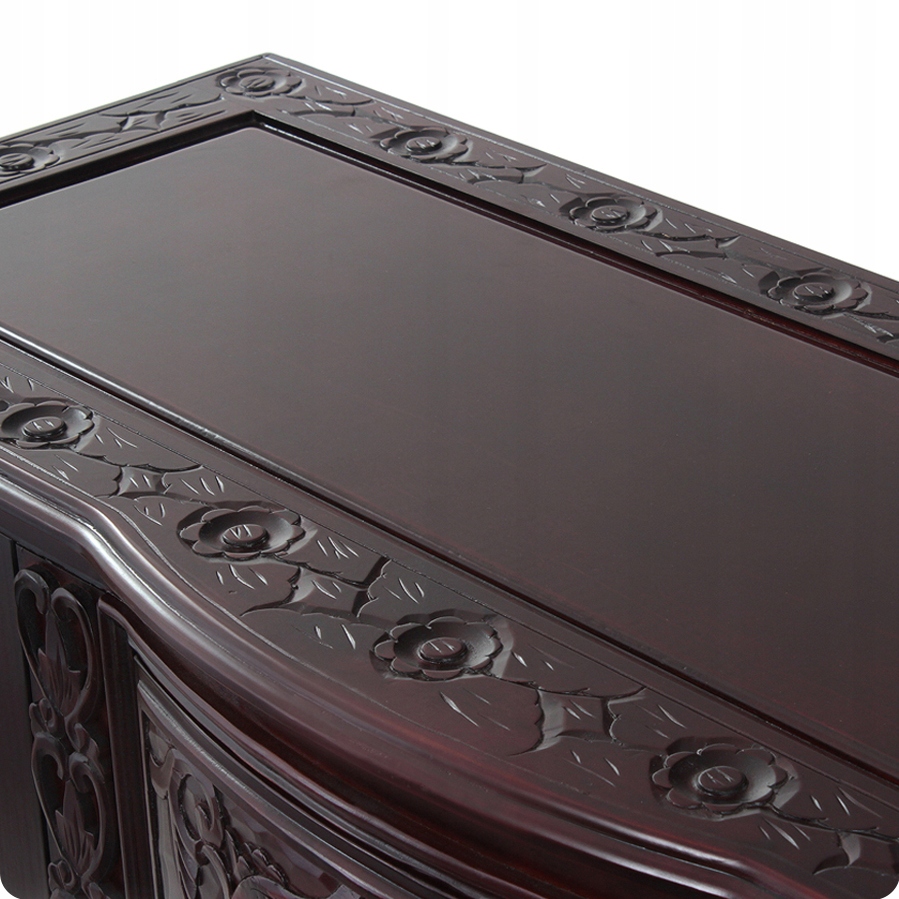 Komoda do salonu brązowa Rzeźbiona Zdobiona Stylowa Drewniana Szafka Głębokość mebla 45 cm