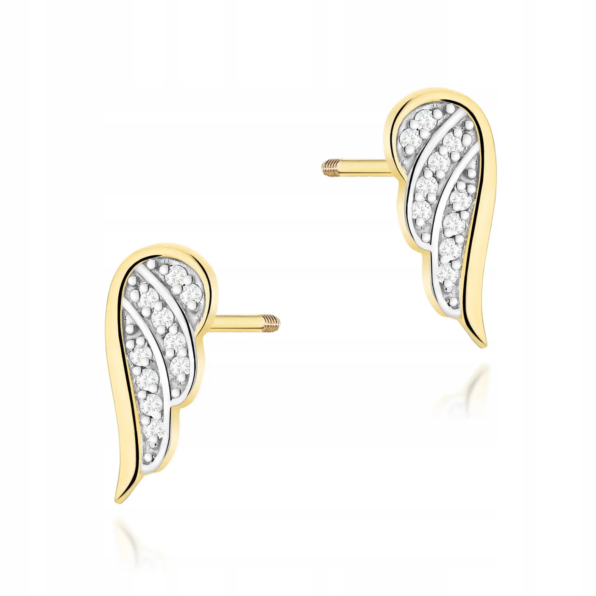 Náušnice ze zlata 585 s diamanty, elegantní značkové, lesklé, 14 karátů