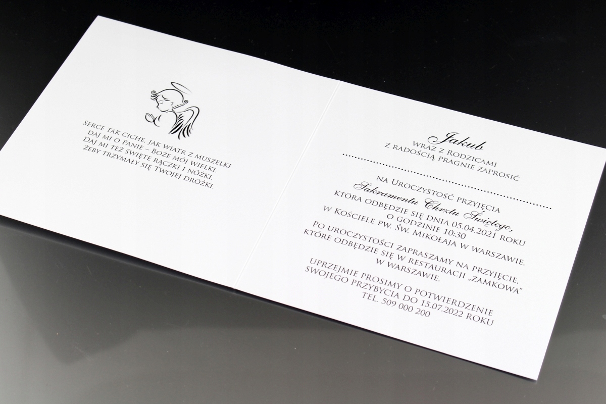 Zaproszenia na Chrzest ZŁOTE Personalizacja Kolor biały