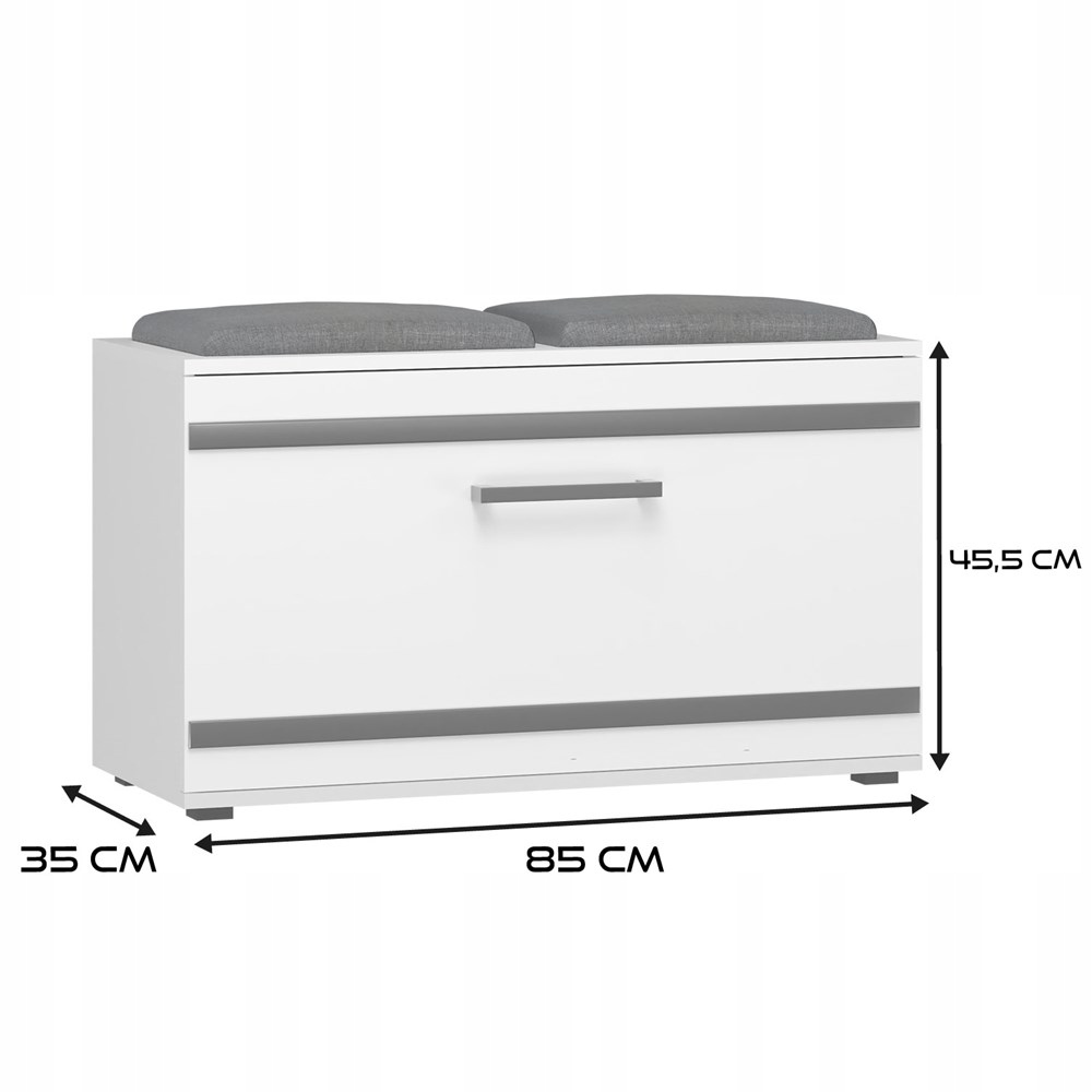 SZAFKA NA BUTY Z SIEDZISKIEM REGAŁ NA OBUWIE KOMODA MEBLE BIEL MAT 85 cm Kod producenta SZAFKA NA BUTY Z SIEDZISKIEM REGAŁ