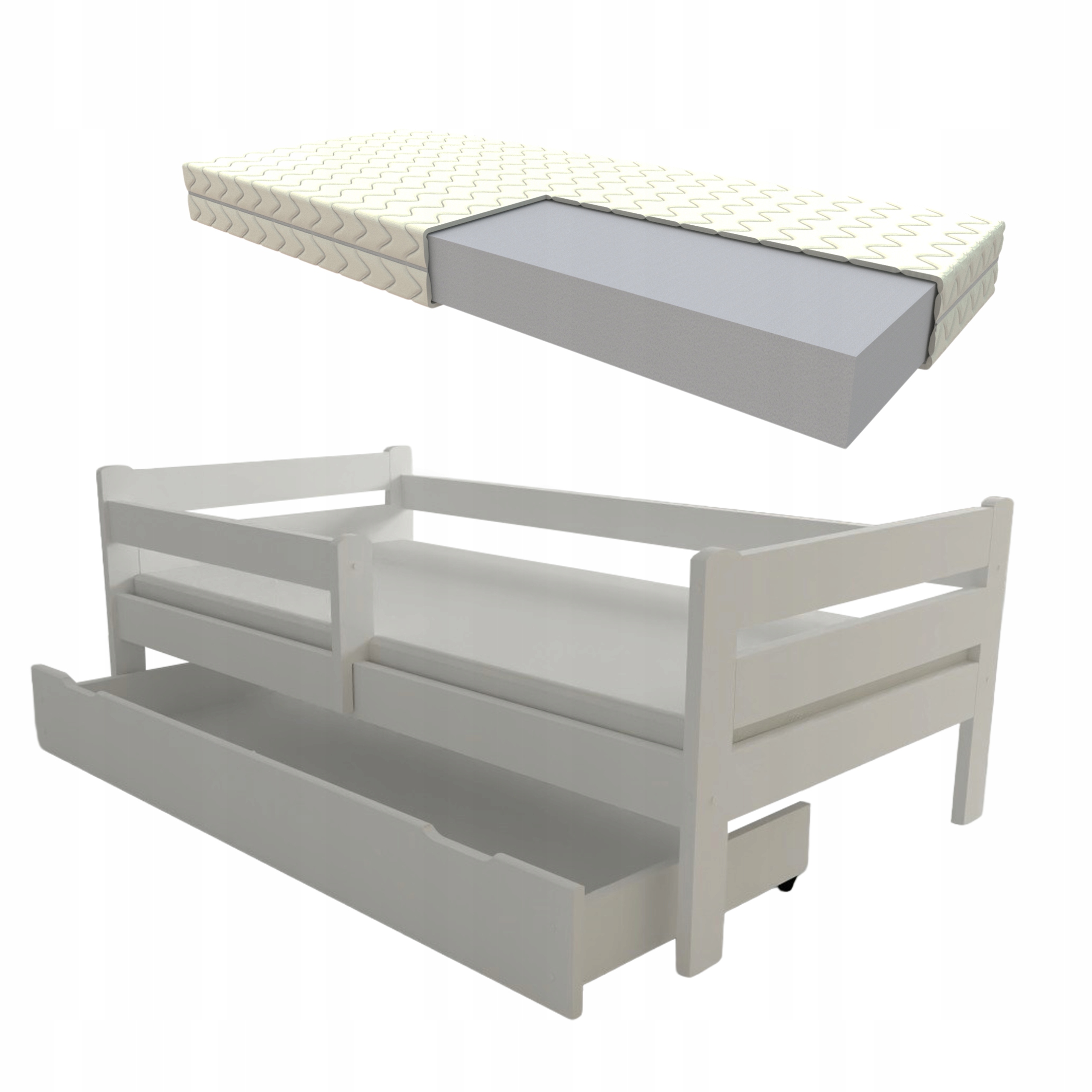 Set Dětská Postel Edi 80x200 Bílá Se Zásuvkou A Matrací+rošt