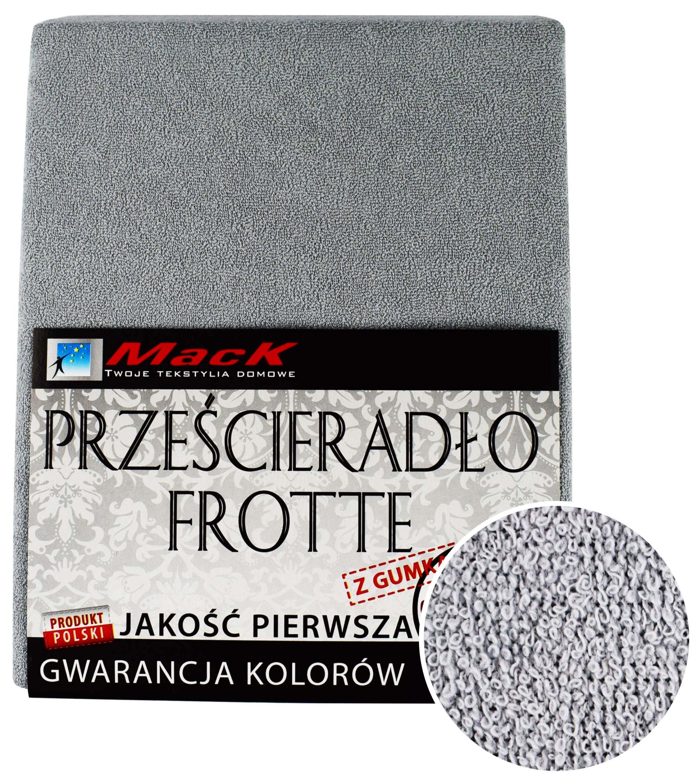

Prześcieradło Frotte Z Gumką 180X200 jasny szary