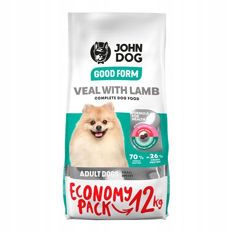 John Dog Good Form Telecí S Jehněčím Masem Krmivo Pro Psy Malých Plemen 12 kg