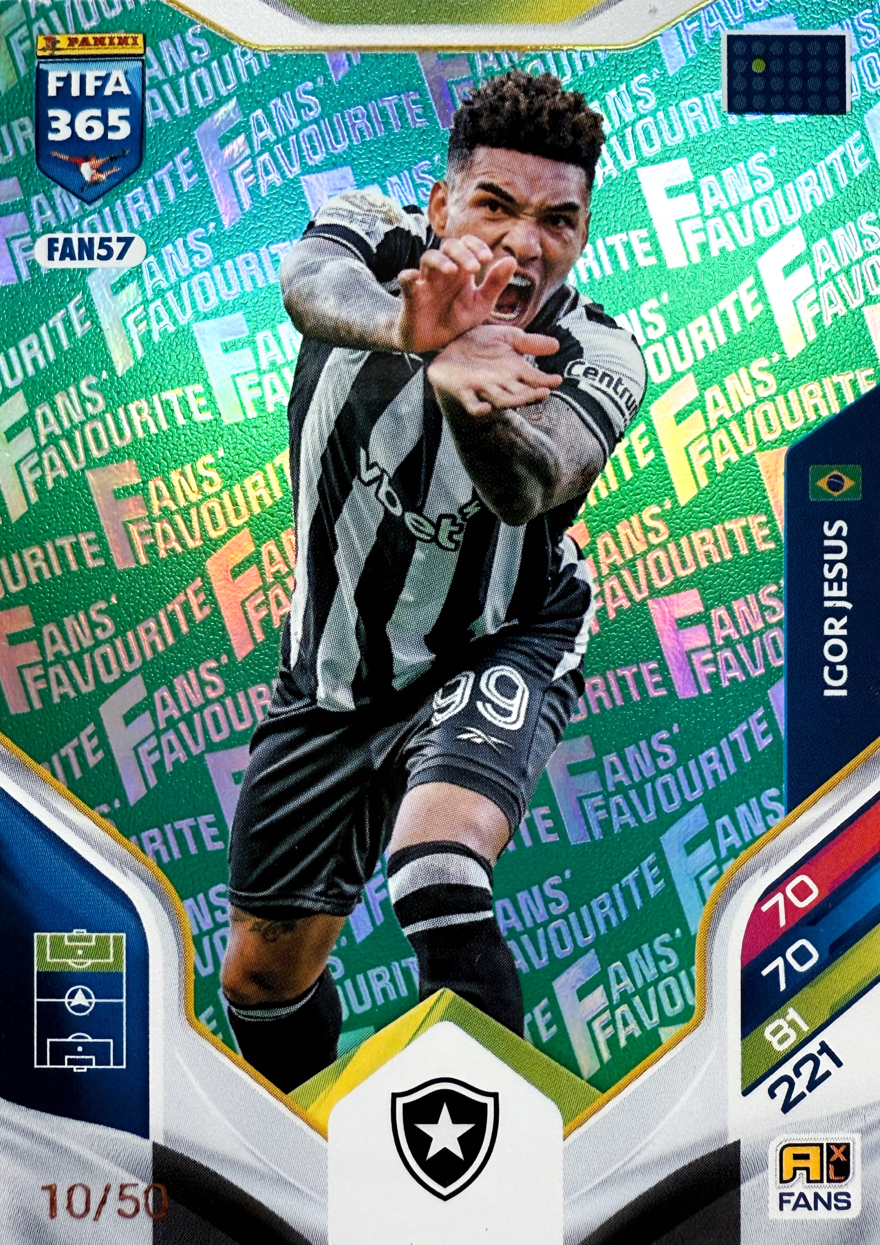 Panini Fifa 365 2026 Fans Favourite FAN57 Igor Jesus Botafogo Green 10/50