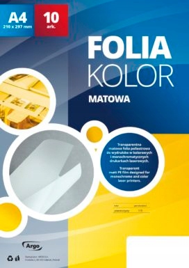 

Folia do drukarek laser kolorowych LX A4 10 ar Mat