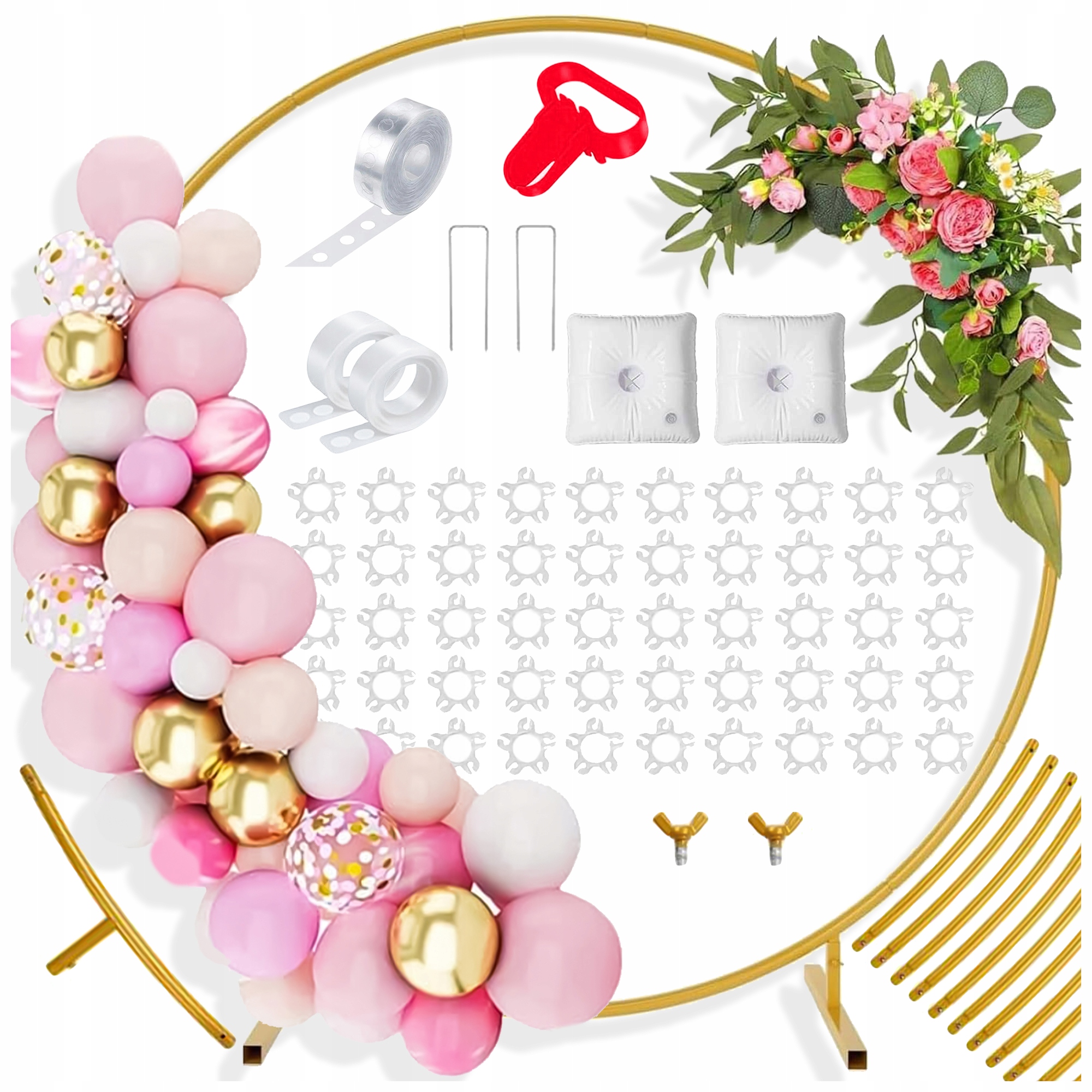 KOŁO STOJAK STELAŻ METALOWY ŚCIANKA NA ŚLUB IMPREZY BALONY ROCZEK + GRATISY