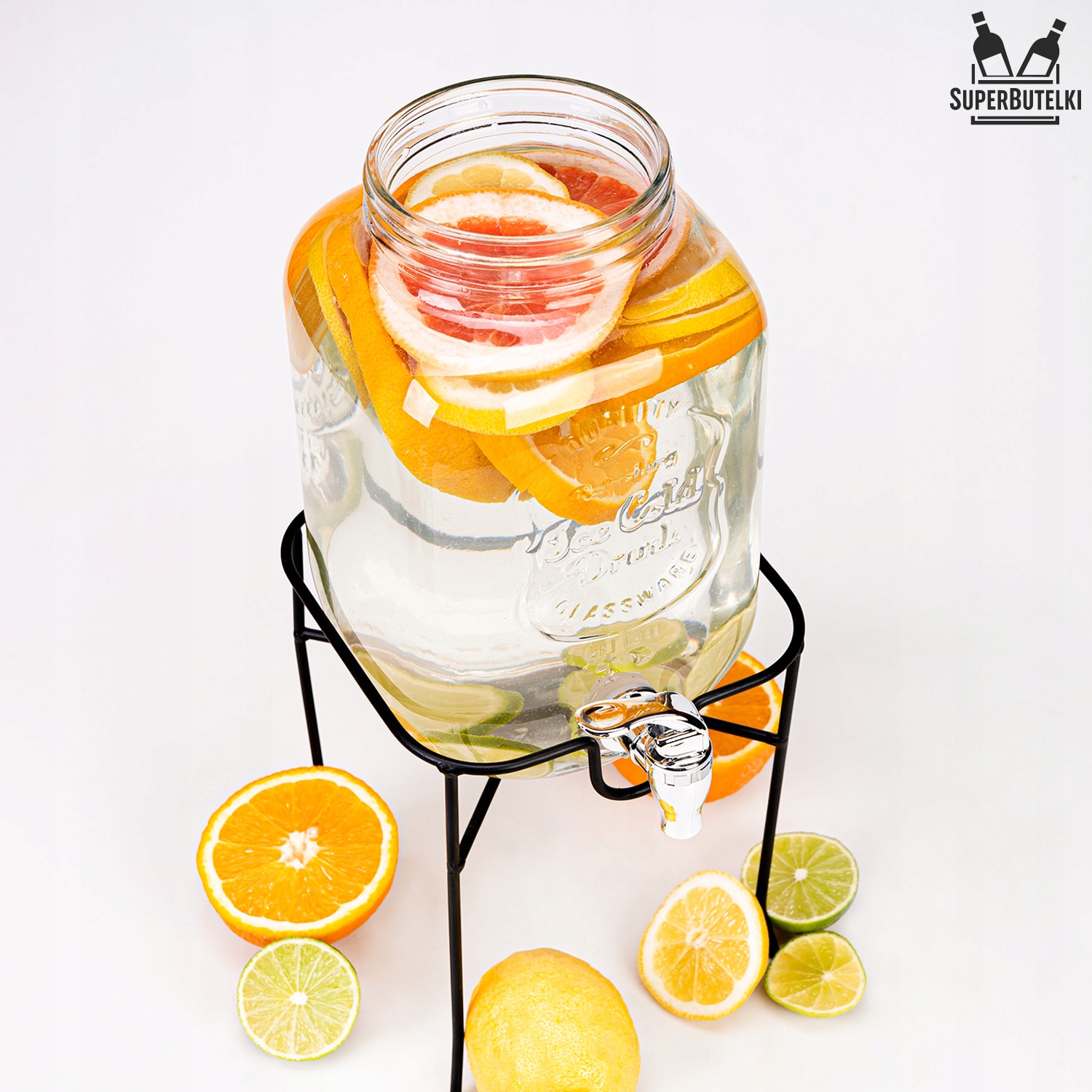 Słój 4 L na napoje soki wodę lemoniadę mrożoną herbatę z kranikiem +STOJAK Stan opakowania oryginalne