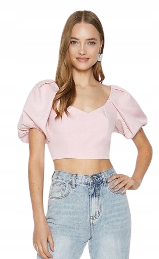 Krátký Dámský Top Tmavě Růžový S Bufíky Eu 42 42