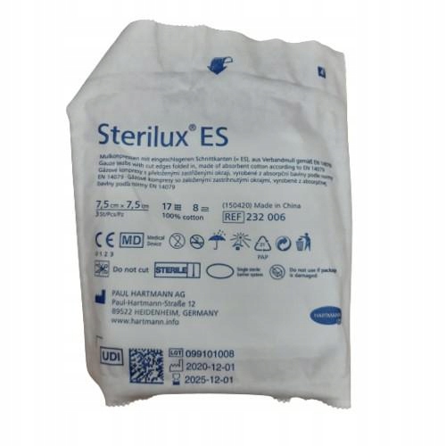 

Sterilux Es Kompresy jałowe 17w 8n 7.5x7.5cm