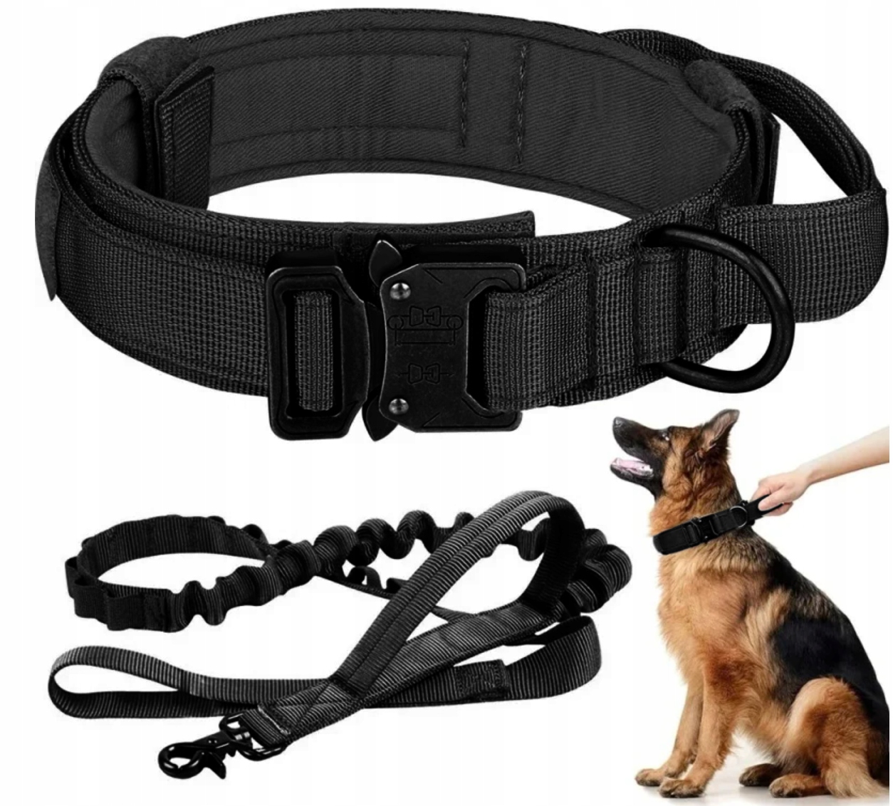 Levně Profesionální Taktický Obojek Pro Psa S Kovovou Sponou, Pevný Vodítko 39-50 CM L