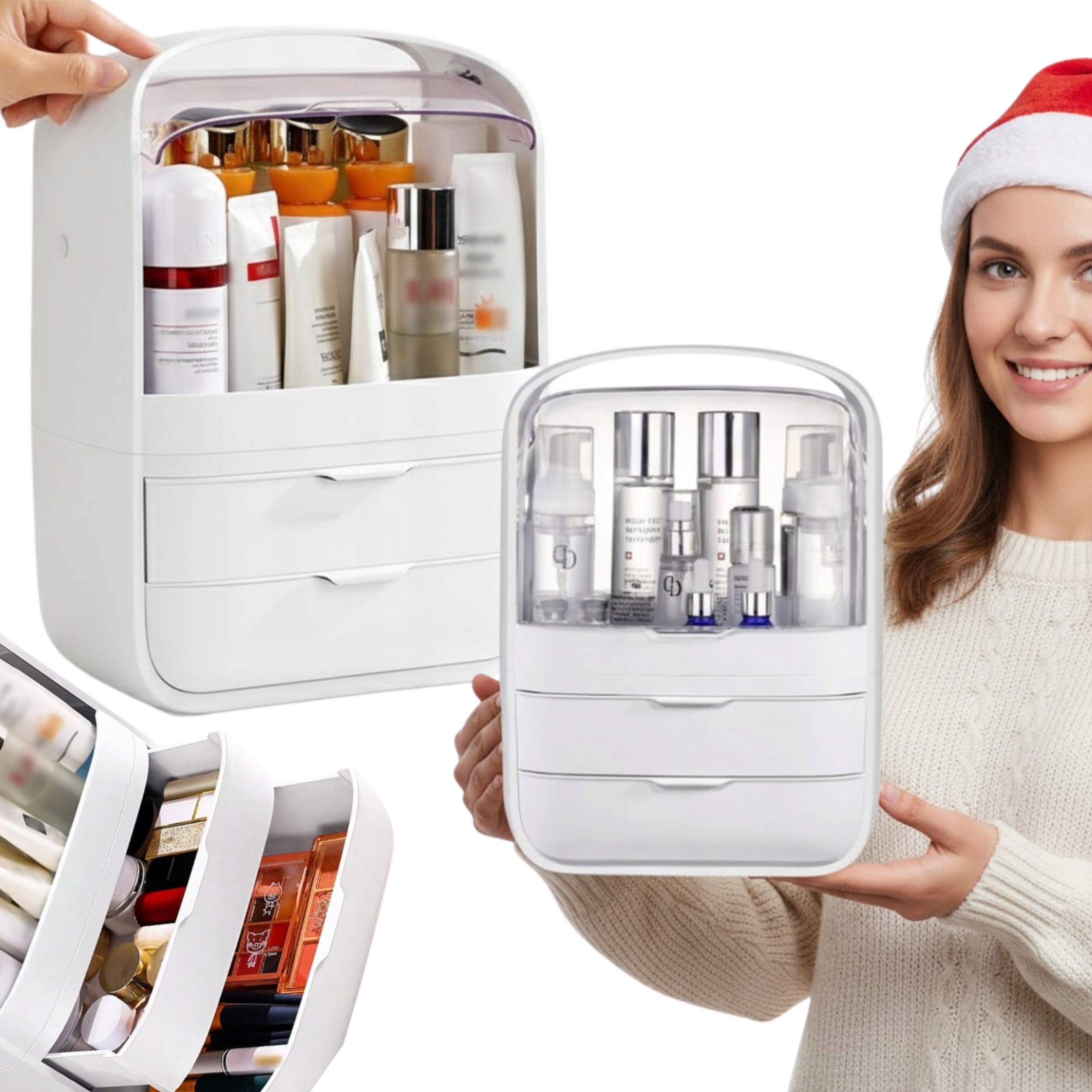 Organizér Velký kufřík na kosmetiku Parfém Krémy Doplňky Za Dárek