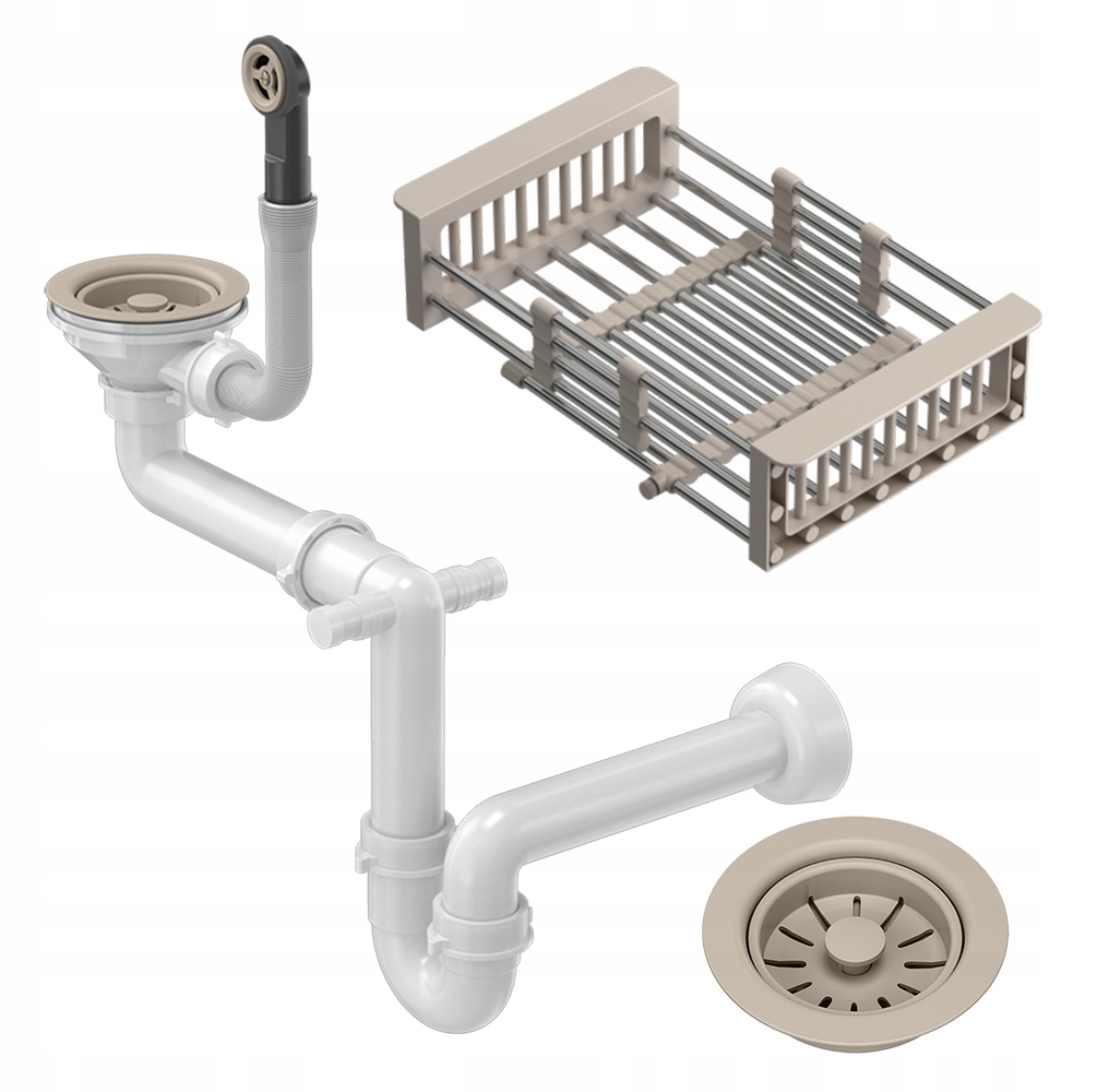 Sifón Do Umývadla 1KOMOROVÝ Béžový Teleskopický Košík