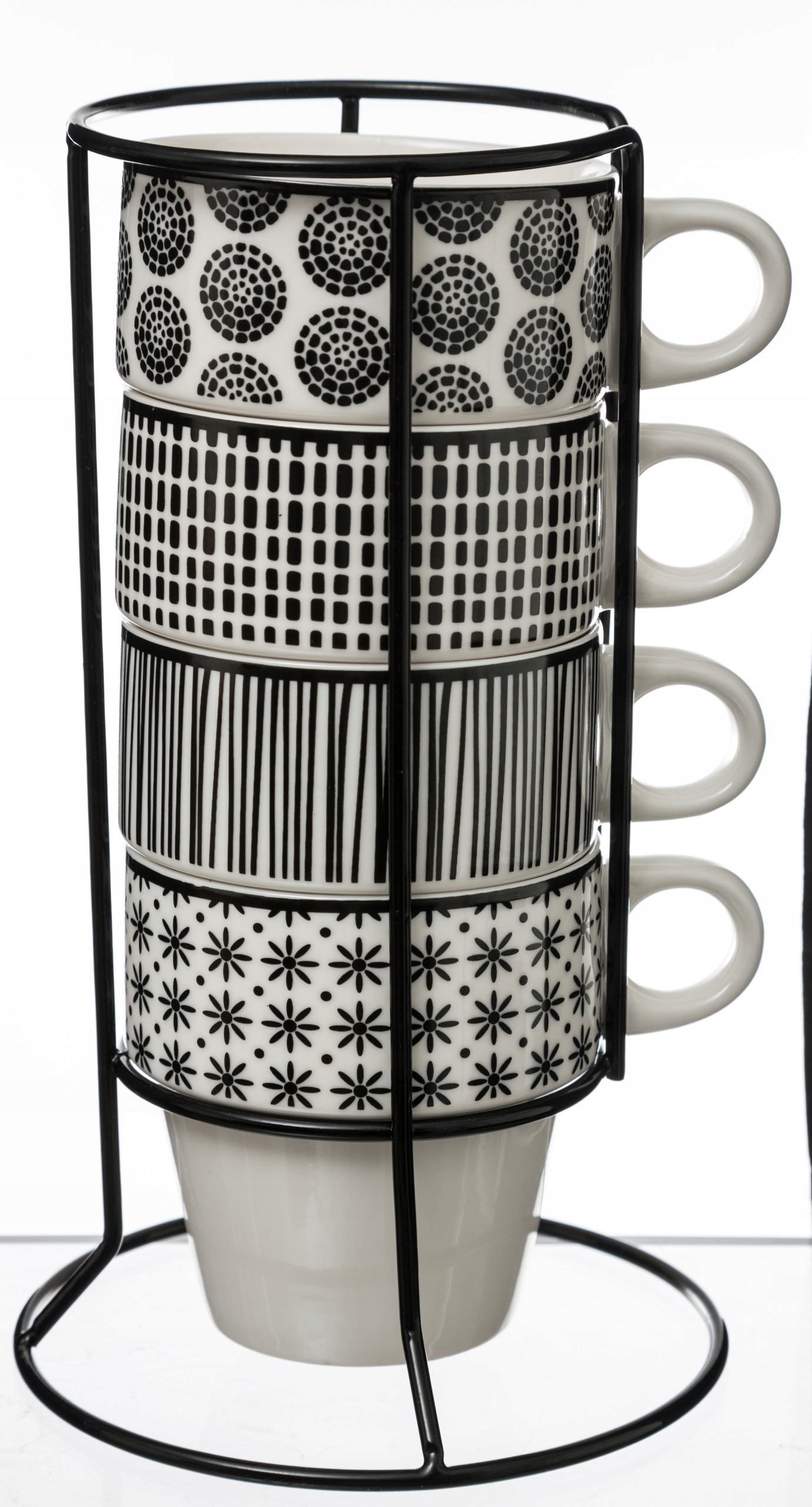 

Filiżanki Do Kawy 4 Kubki Porcelanowe + Stojak
