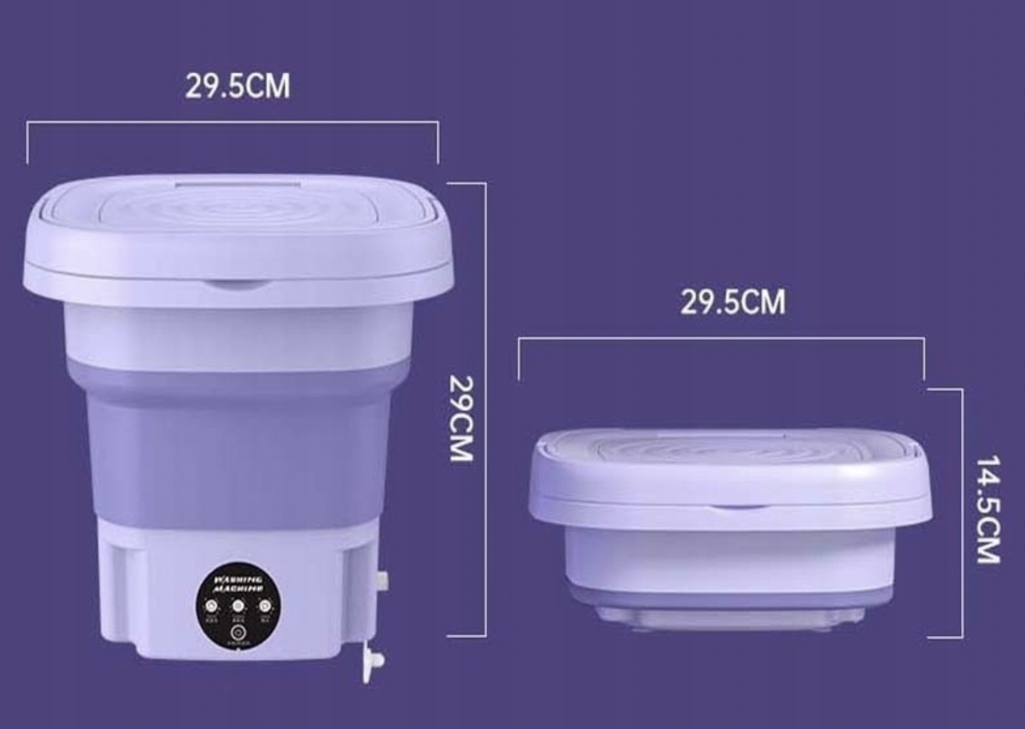 PRZENOŚNA MINI PRALKA SKŁADANA PODRÓŻNA AUTOMATYCZNA TURYSTYCZNA 8L Kolor dominujący fioletowy