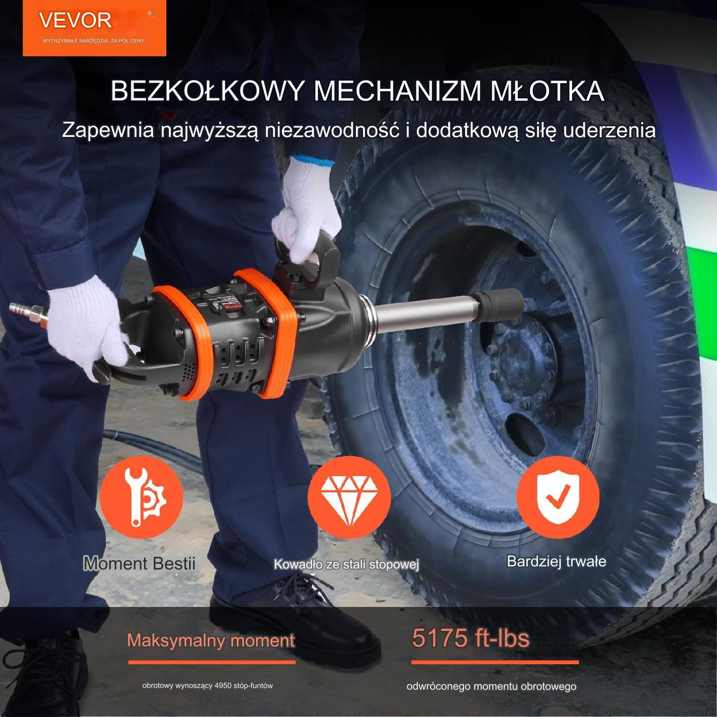 Klucz udarowy pneumatyczny 3000RPM Pojemność akumulatora 0 Ah