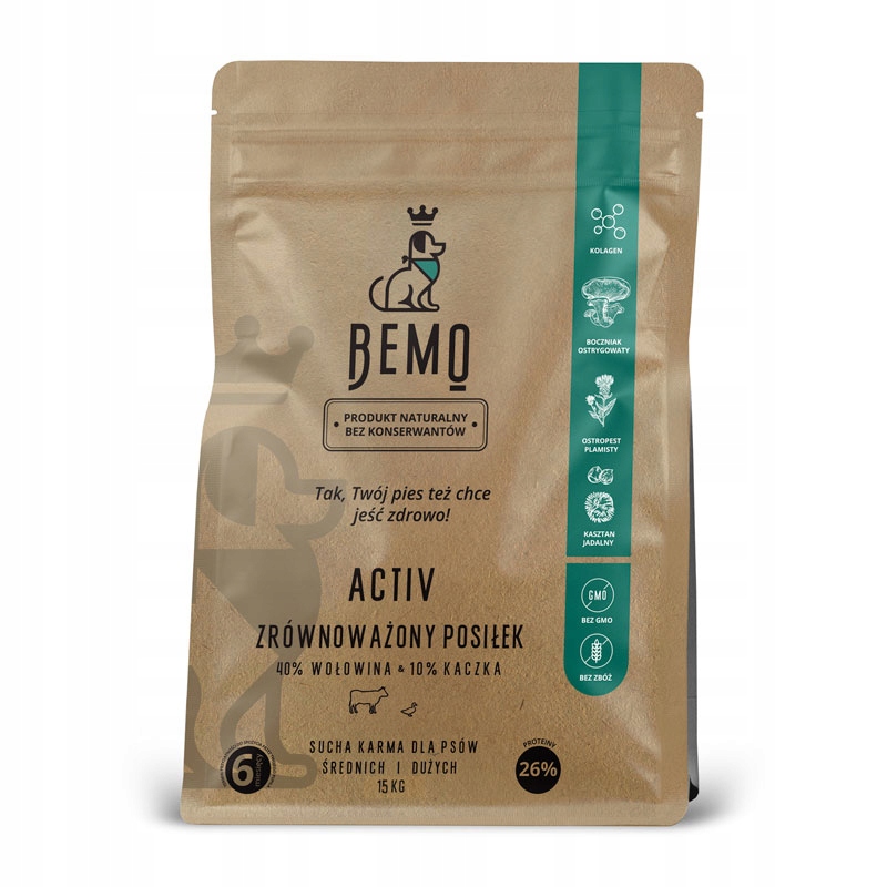 Levně Bemo – Active – Hovězí a kachní maso – M/L – 15 kg – Krmivo pro psy