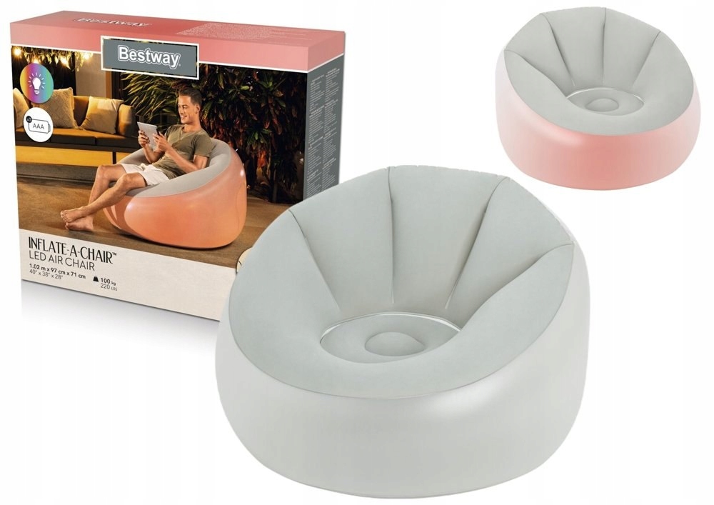 Nafukovací podsvícené křeslo 102 x 97 x 71 cm Bestway 75086 Bestway