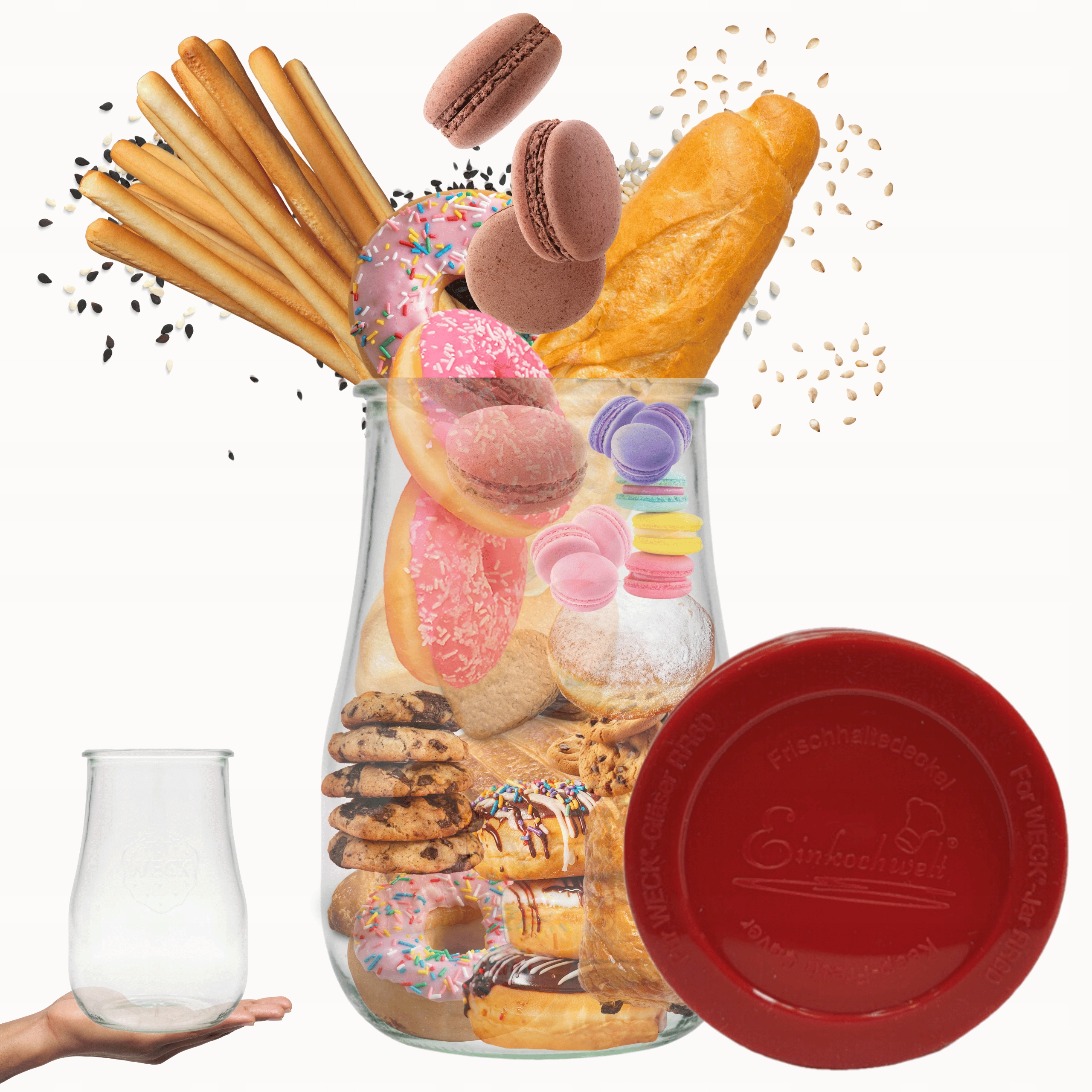 Zavařovací Sklenice Weck 1750 ml 1,75 l váza Tulip vzduchotěsné silikonové víko 1 Ks Trvanlivé