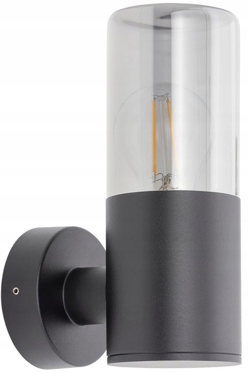 Nowodvorski Czarny Kinkiet Zewnętrzny 11371 Ida Dymiony Na Elewację Szklany