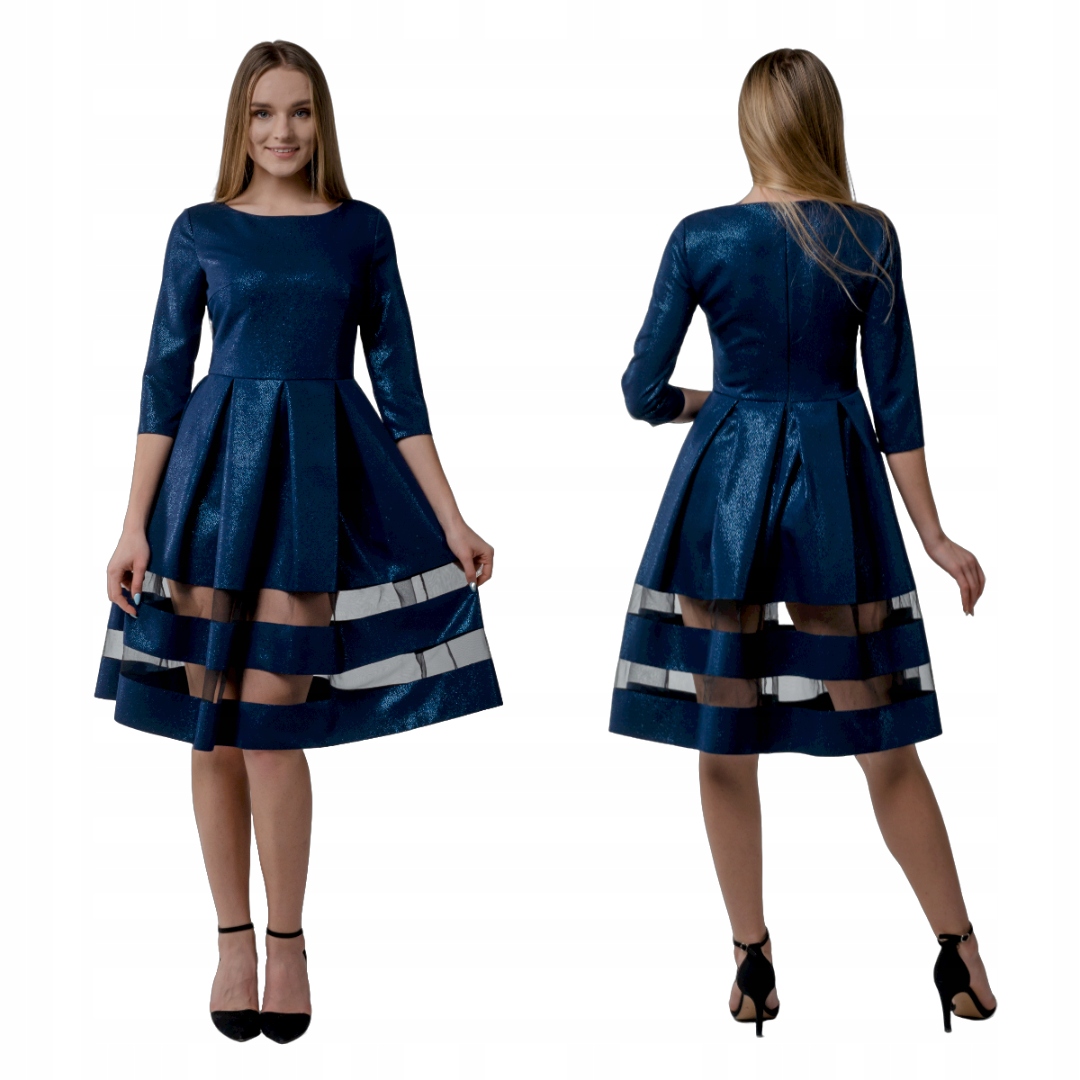 Šaty elegantní midi tmavě modrá S59 S