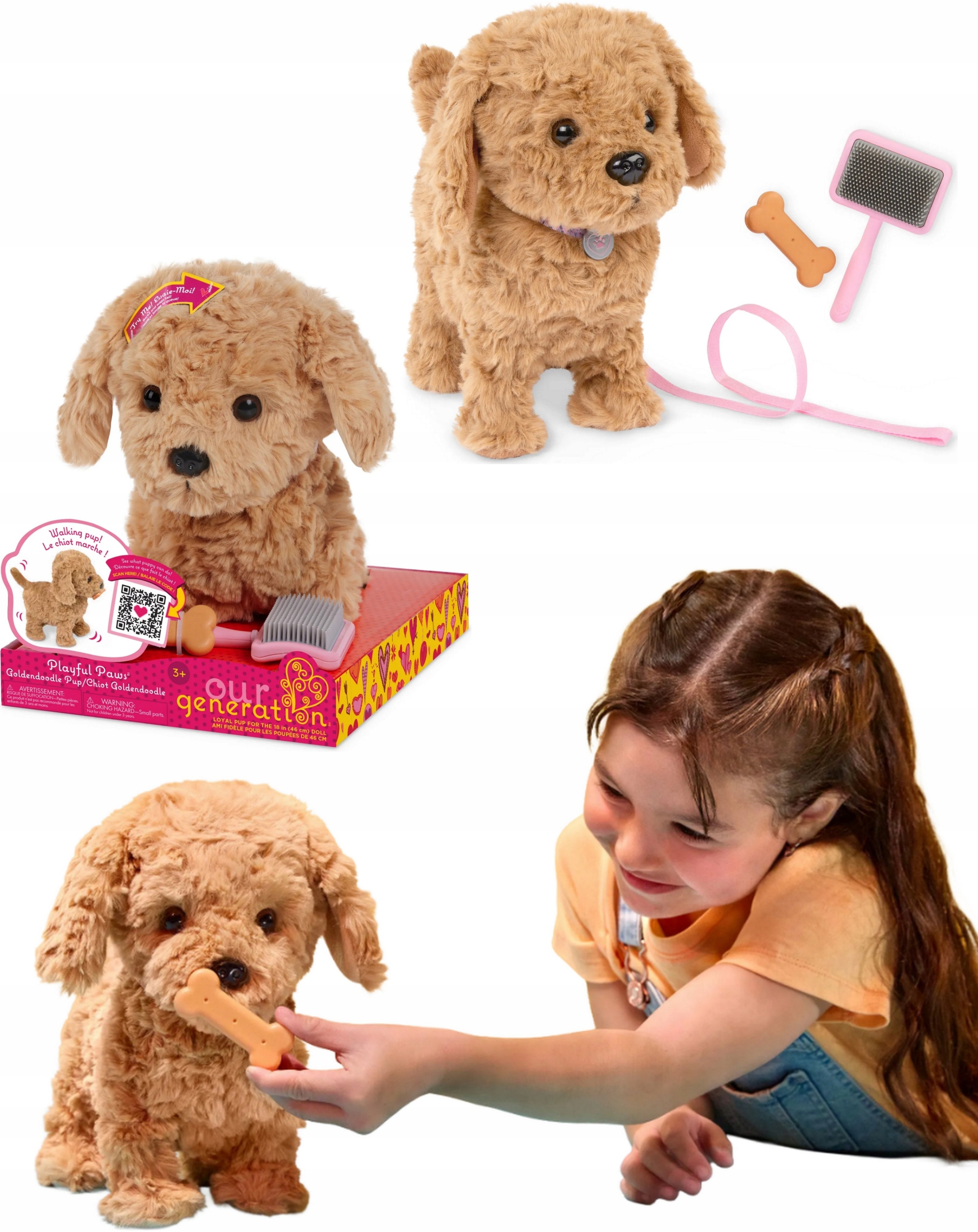 Our Generation: Interaktywny Chodzący piesek z akcesoriami Goldendoodle Pup
