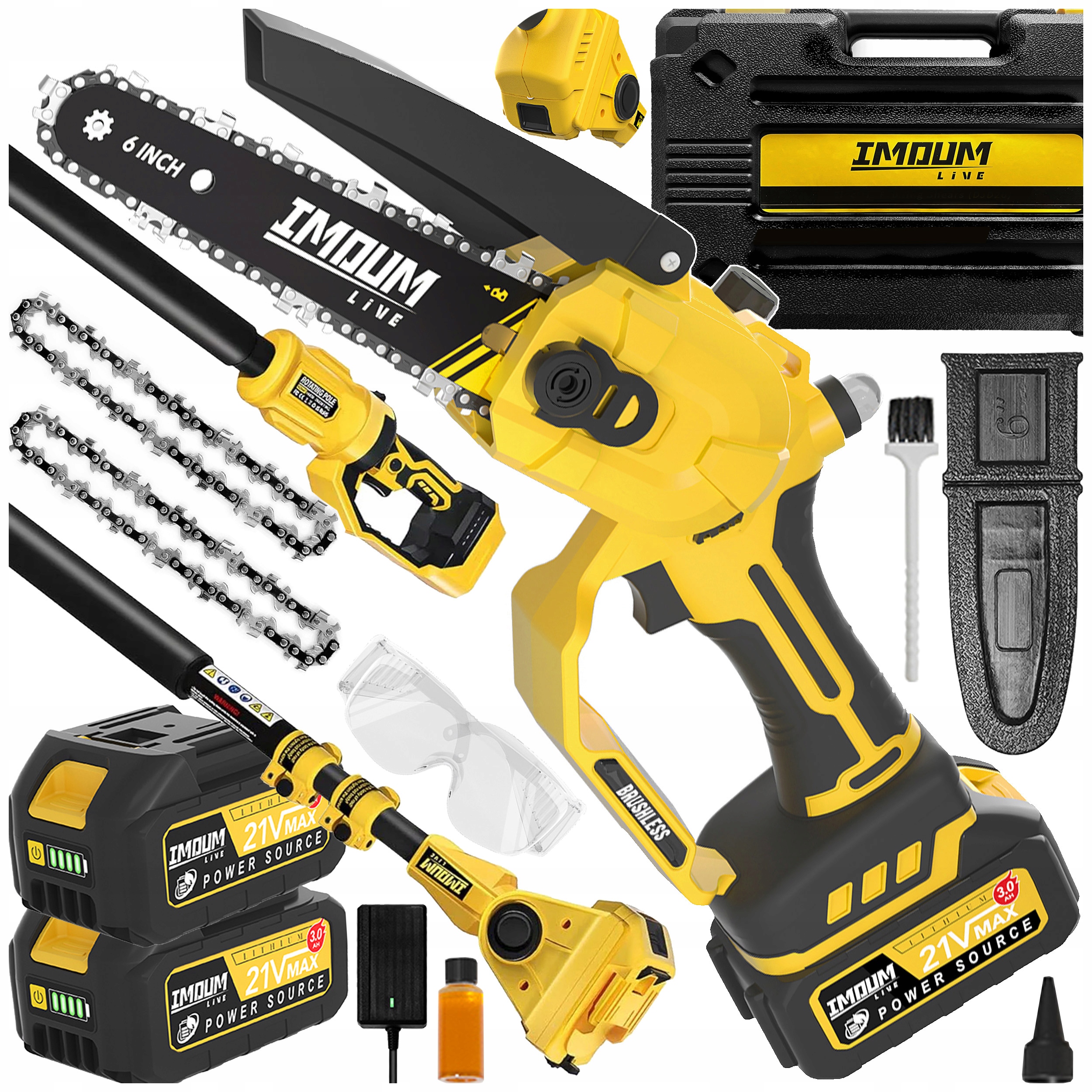 Piła Łańcuchowa Akumulatorowa Na Wysięgniku 6" 2AKU Gałęziówka Przedłużka