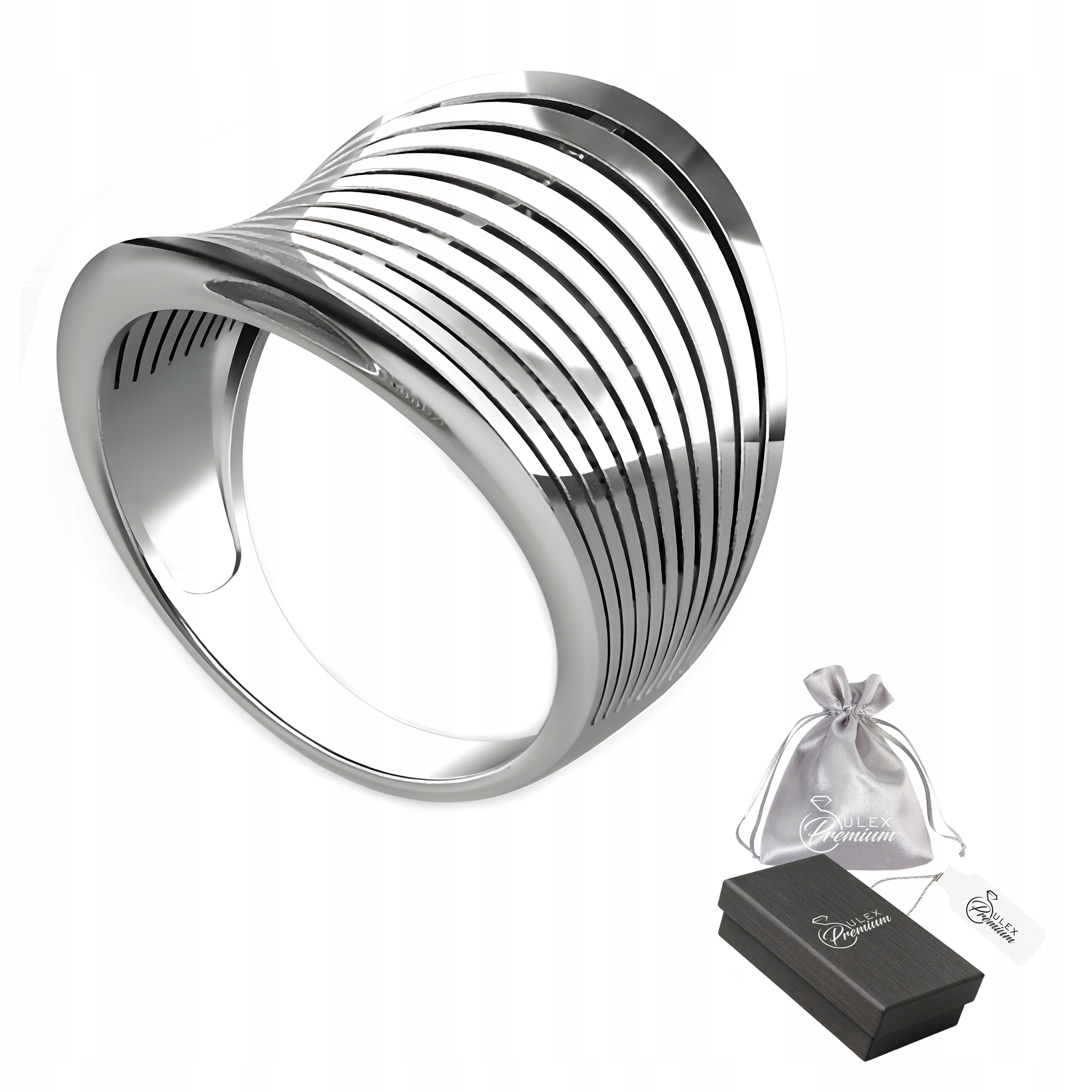 Stříbrný Prstýnek 925, prolamovaný, leštěný, elegantní, geometrický vel. 16