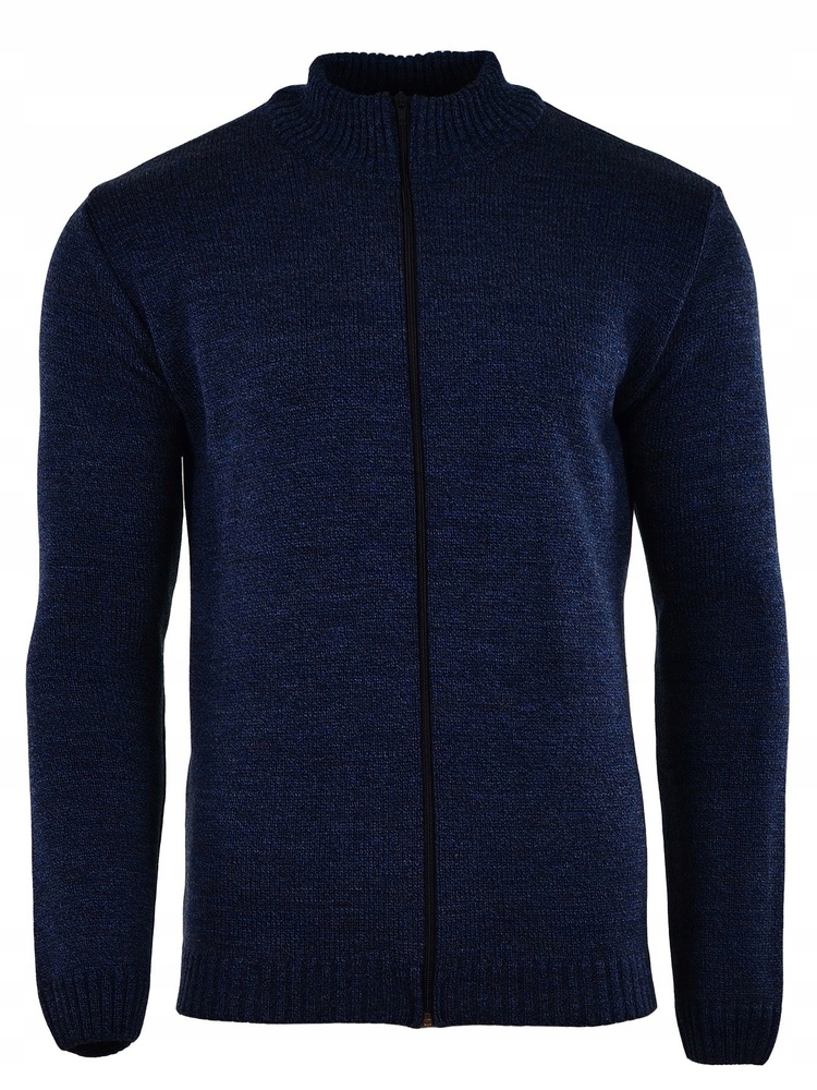 5XL Hladký Svetr Na Zip Tmavě Modrý Velký