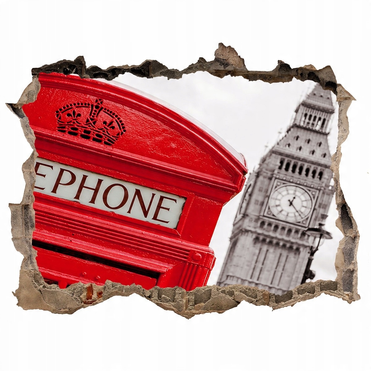 

Fototapeta dziura na ścianę 3d Budka telefoniczna