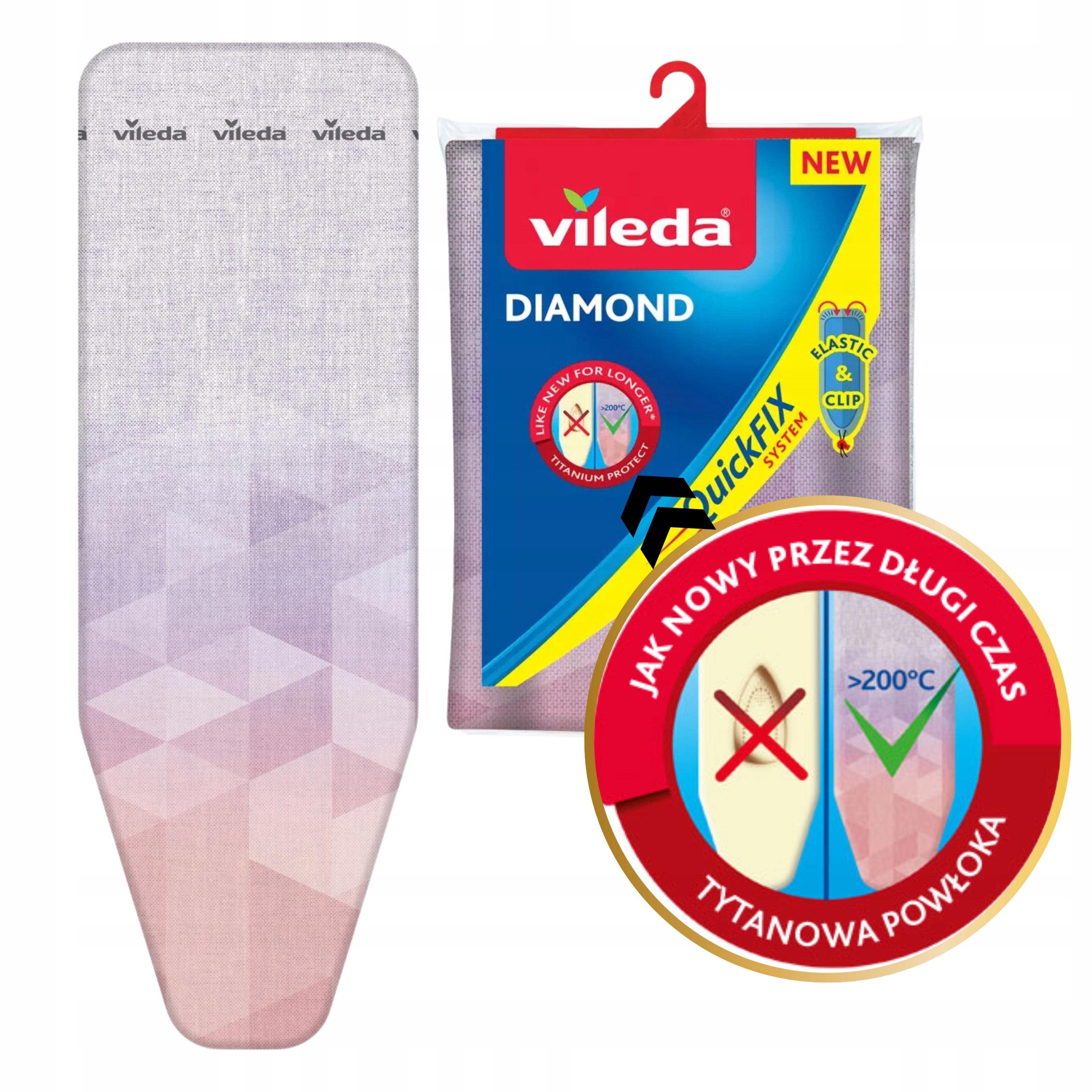 VILEDA POKROWIEC NA DESKĘ DO PRASOWANIA DIAMOND ODPORNY NA PRZYPALENIA