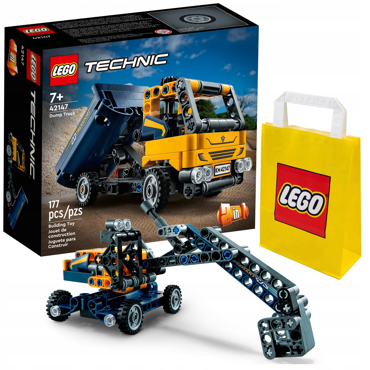 KLOCKI LEGO TECHNIC 42147 WYWROTKA KOPARKA 2W1 PREZENT NA DZIEN OJCA +TORBA