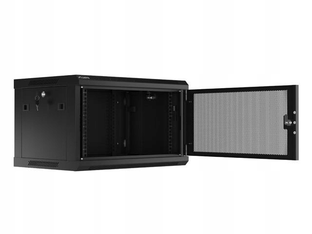 Szafa wisząca 19 cali 6U 600x450 drzwi perforowane flat pack czarna