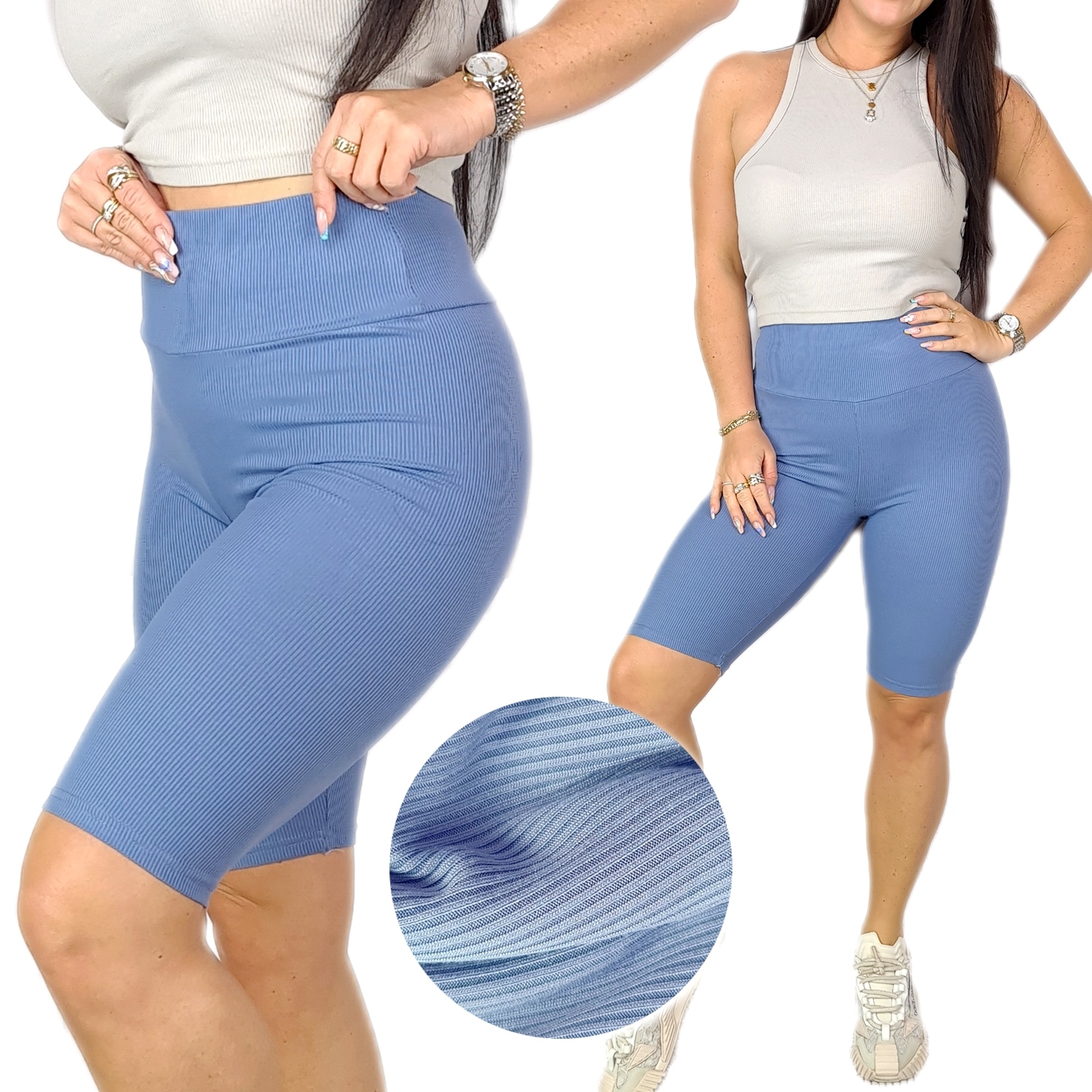

Kolarki Wysoki Stan Legginsy Bambusowe Prążek L/XL