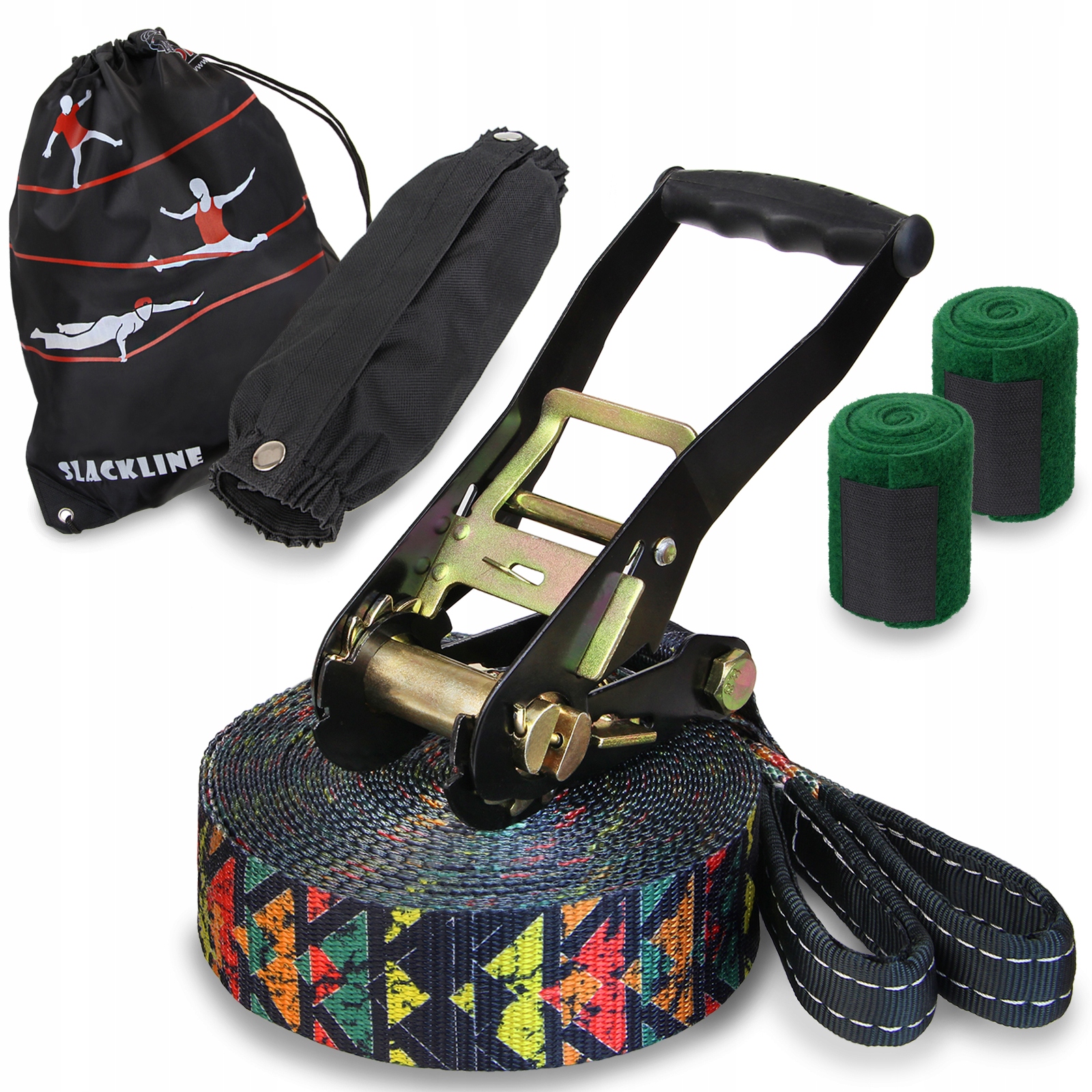 

Slackline Taśma Zestaw Napinacz Osłona Drzewa 15m